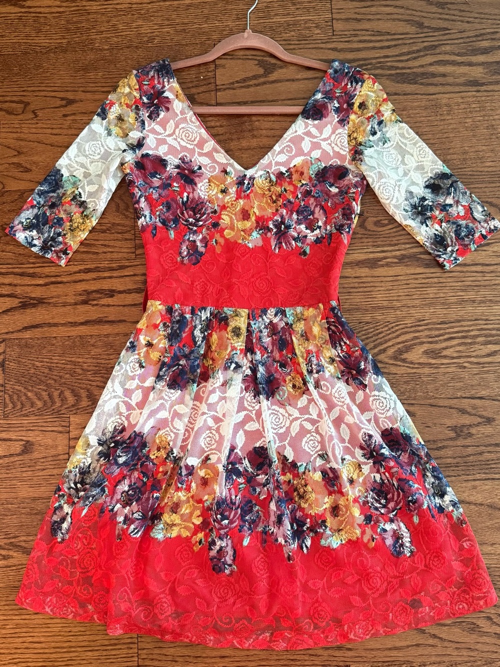 Colorful Floral Lace Dress